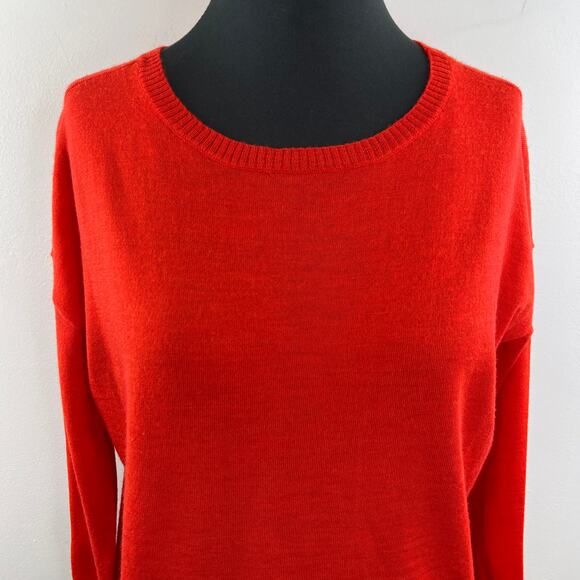 EILEEN FISHER Red Merino Wool Crewneck Sweater Pullover Long Sleeves Size XS - Picture 3 of 10